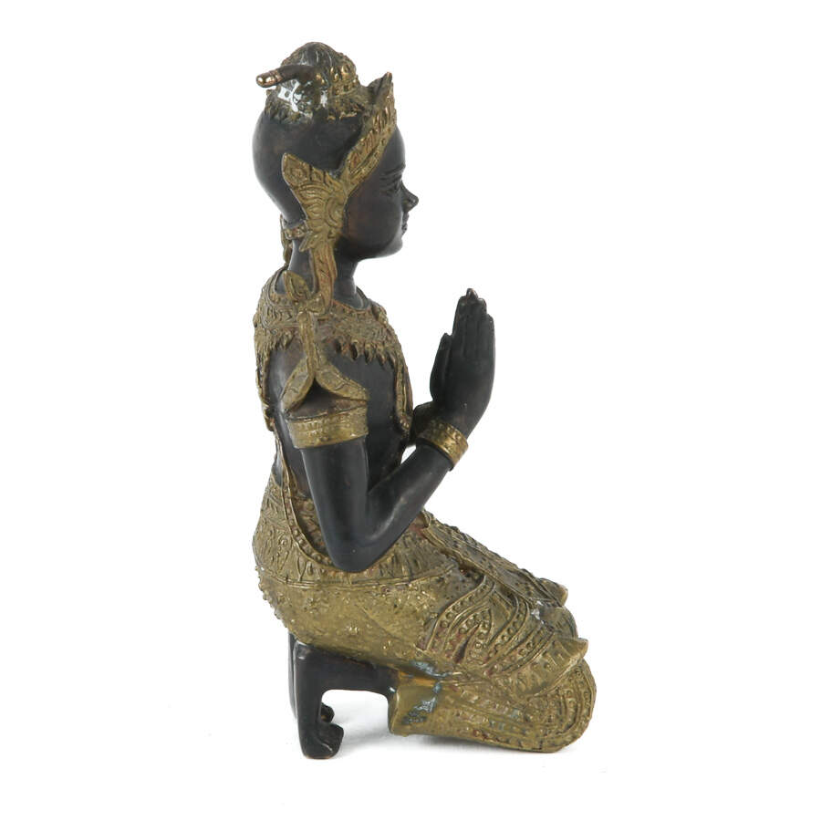 Antique Bronze Sculpture of Thai Teppanom Kneeling-4