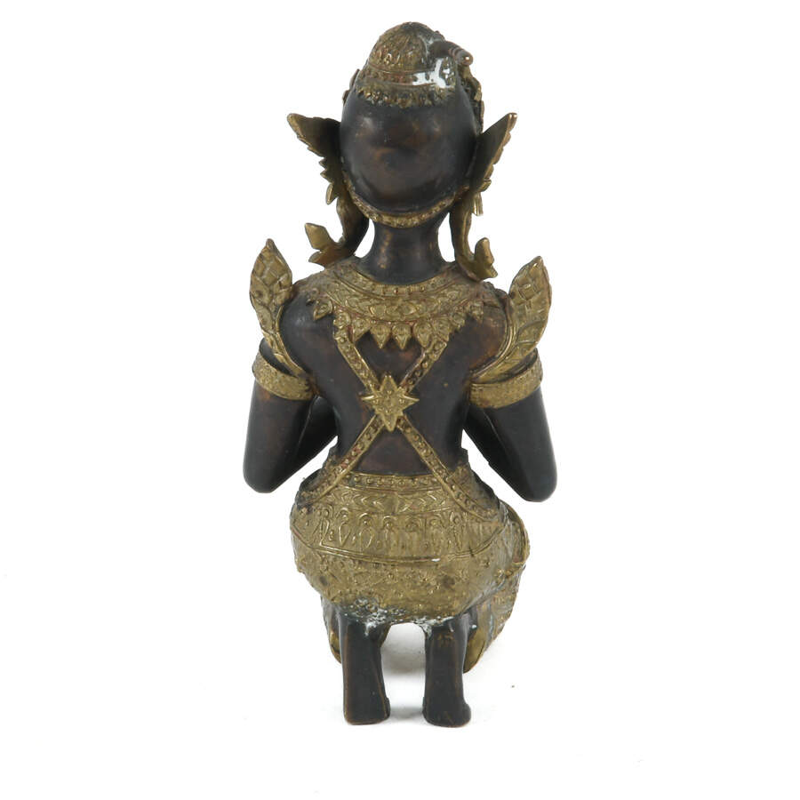 Antique Bronze Sculpture of Thai Teppanom Kneeling-3