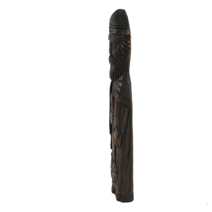 Antique Wooden Figure of Man Holding a Mace-7