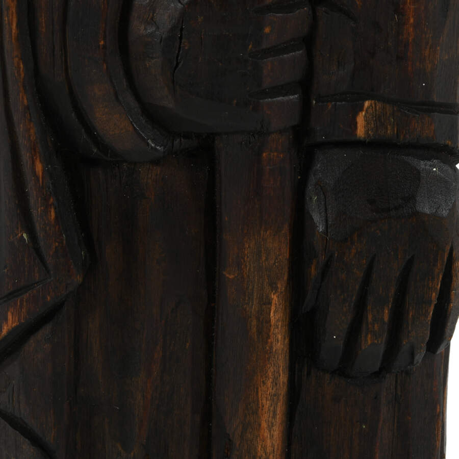 Antique Wooden Figure of Man Holding a Mace-6