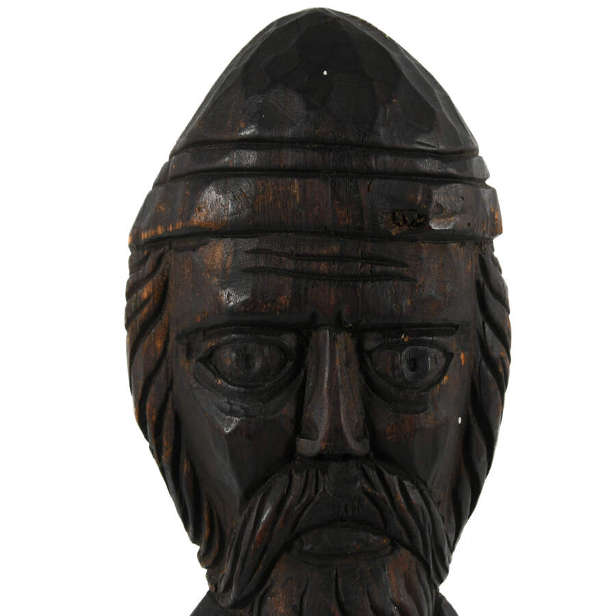 Antique Wooden Figure of Man Holding a Mace-3