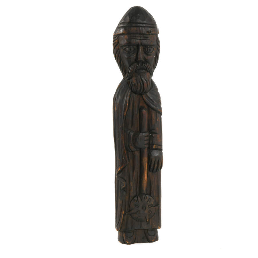 Antique Wooden Figure of Man Holding a Mace-2