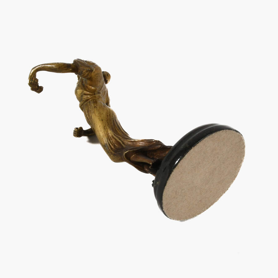 Antique Bronze Barefoot Flapper Figure on Marble Stand-10