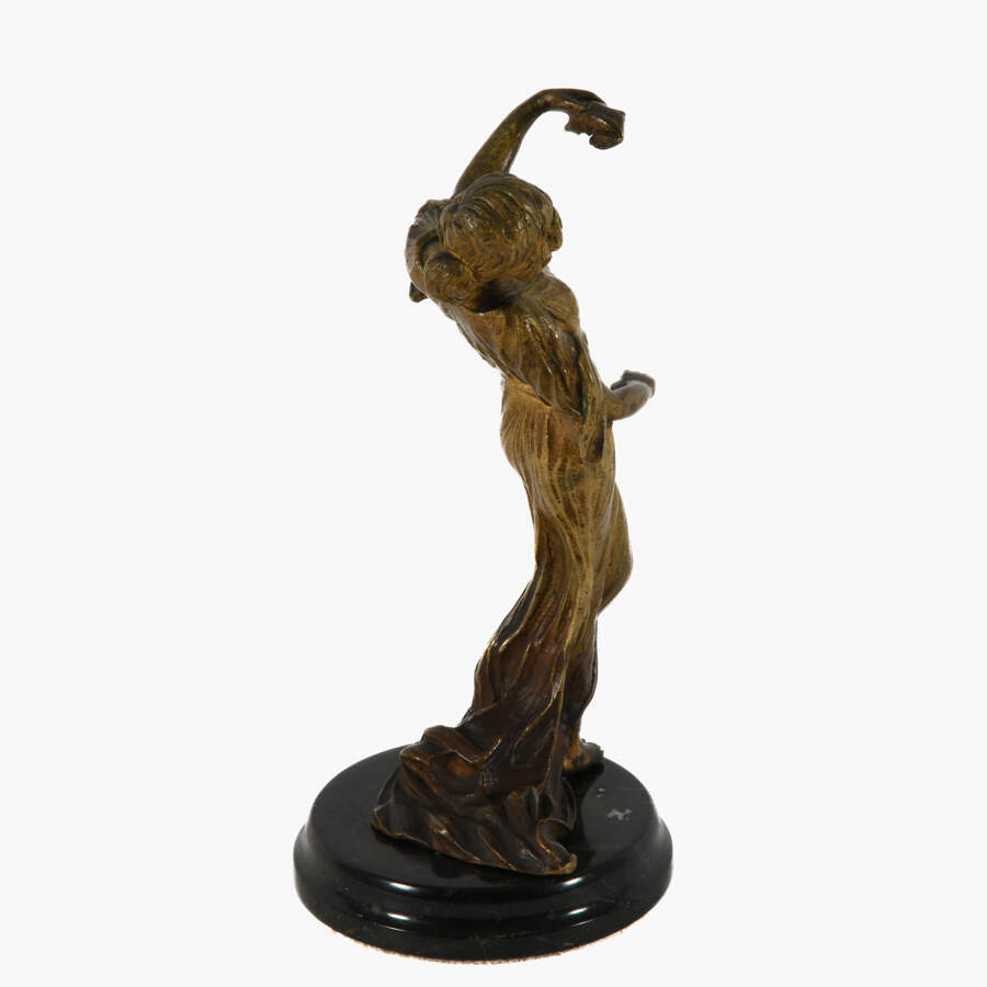 Antique Bronze Barefoot Flapper Figure on Marble Stand-7