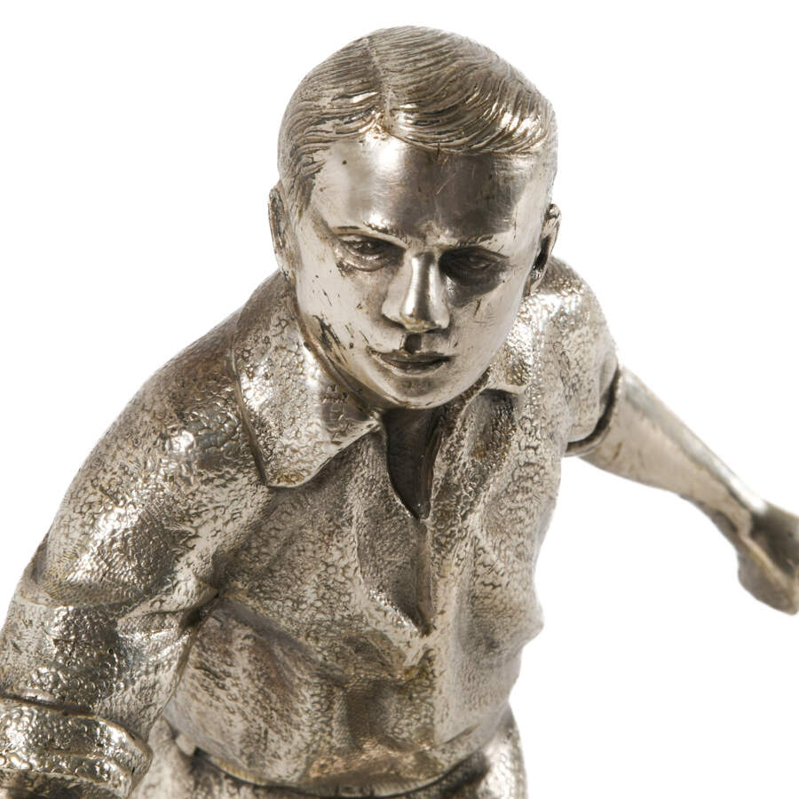 Silver Man Figurine on Marble Base-4