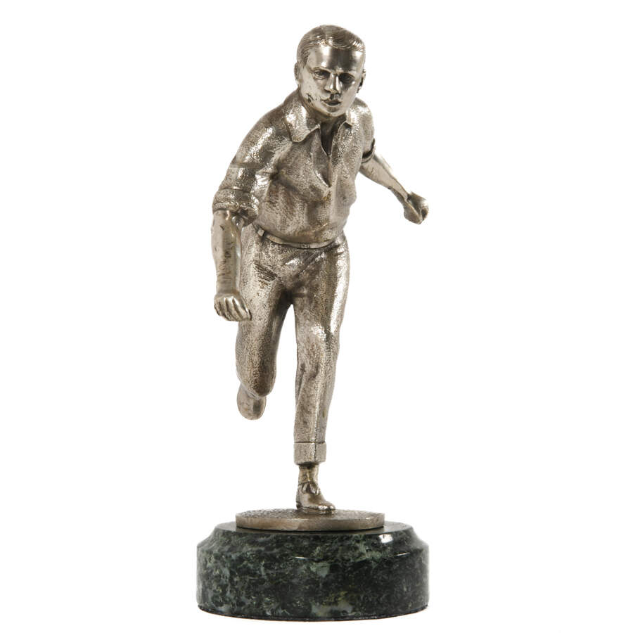 Silver Man Figurine on Marble Base-3