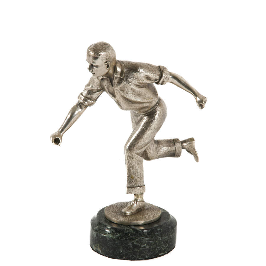 Silver Man Figurine on Marble Base-2