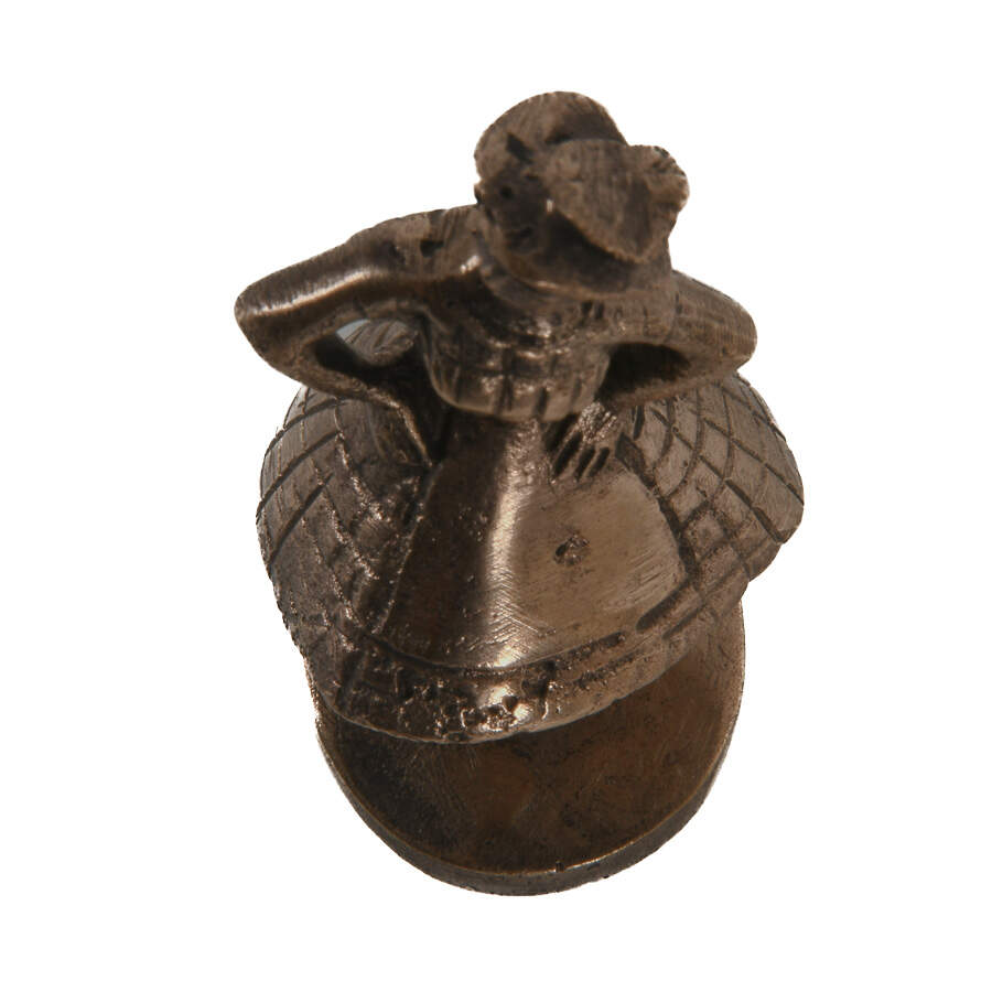 Antique Tiny Brass Sculpture of Woman Wearing an Apron-5