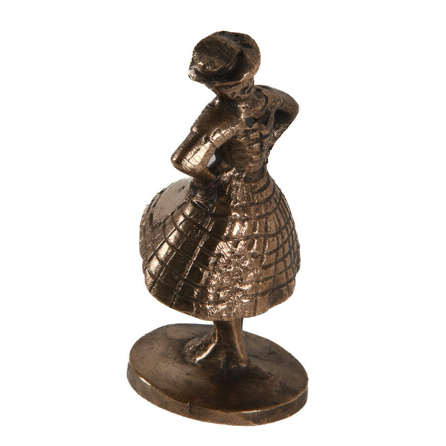 Antique Tiny Brass Sculpture of Woman Wearing an Apron-4