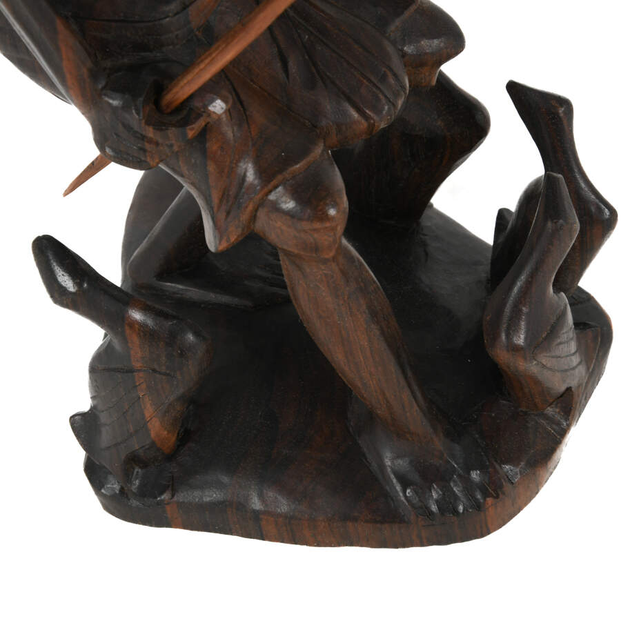 Antique Carved Wood Balinese Duck Farmer Figure-7