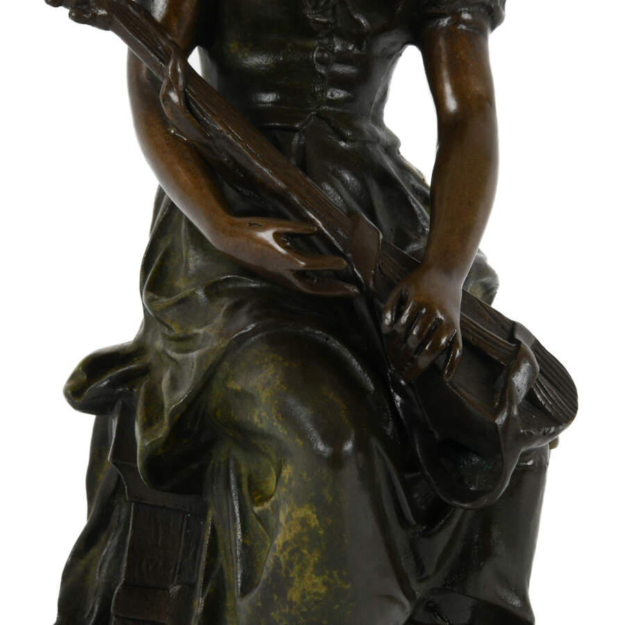 Metal Sculpture of a Seated Lady After Hipolye Fancois Moreau-7