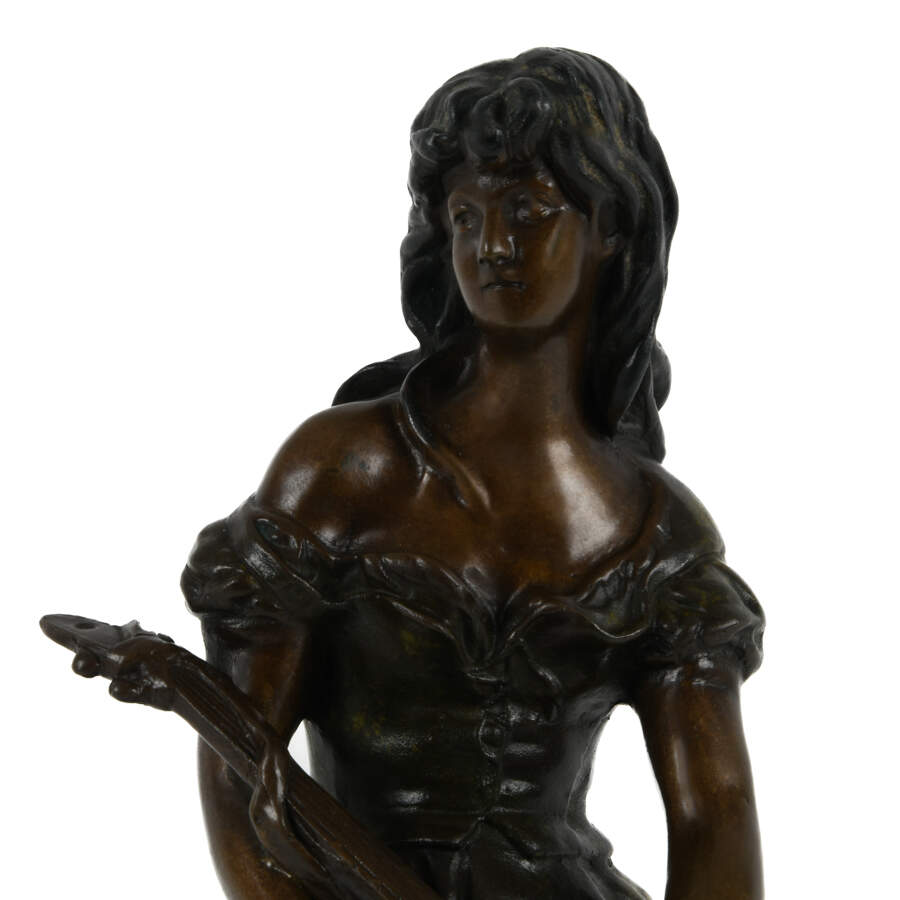 Metal Sculpture of a Seated Lady After Hipolye Fancois Moreau-6