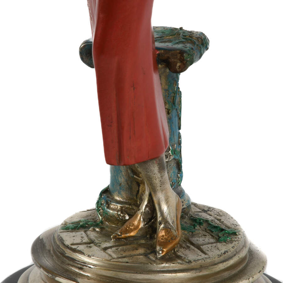 Cold Painted Statuette of an Art Deco-Style Woman and Her Dog-7