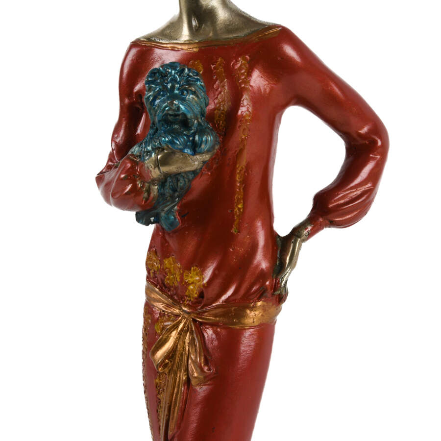 Cold Painted Statuette of an Art Deco-Style Woman and Her Dog-6