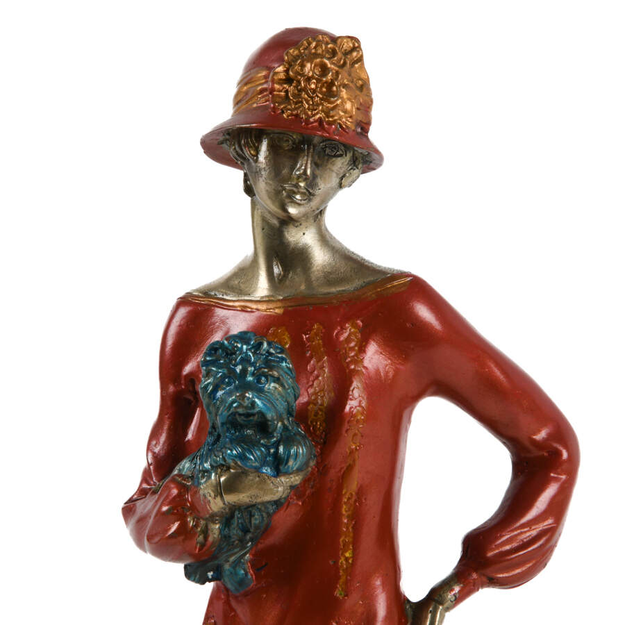 Cold Painted Statuette of an Art Deco-Style Woman and Her Dog-5