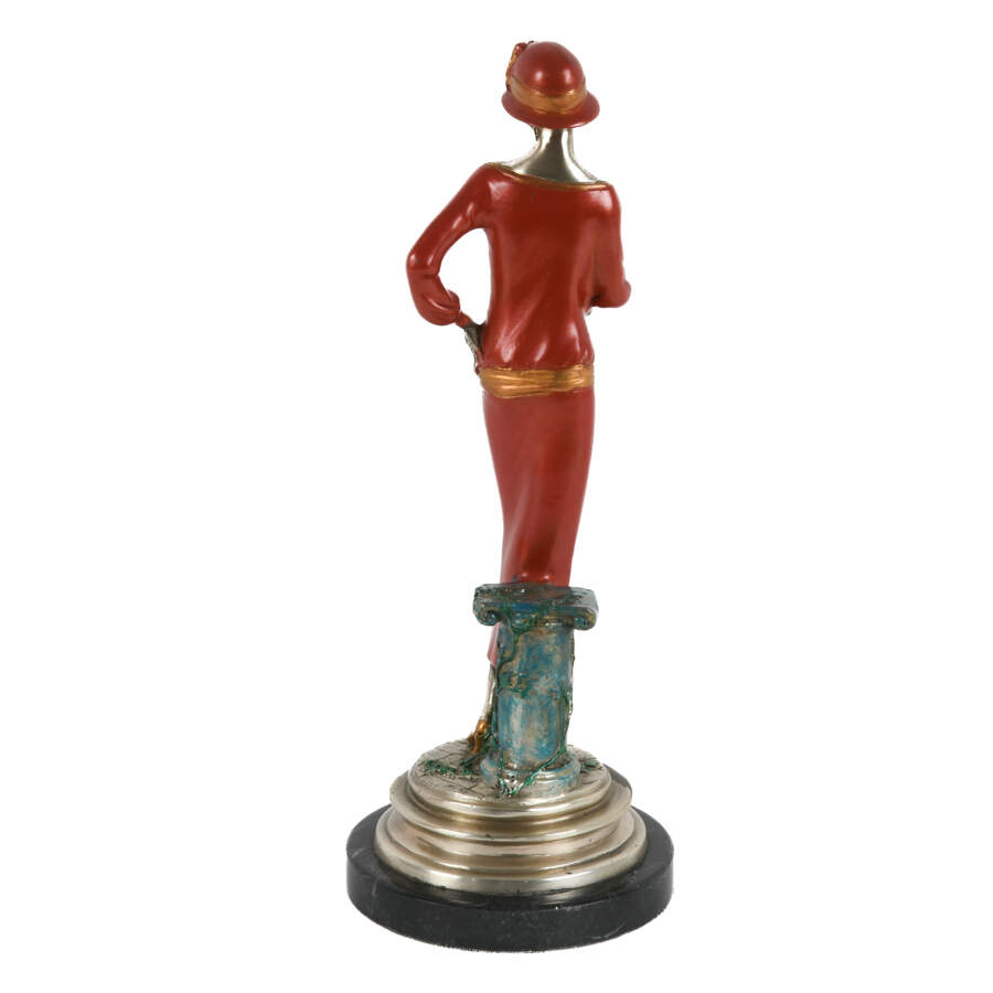 Cold Painted Statuette of an Art Deco-Style Woman and Her Dog-3