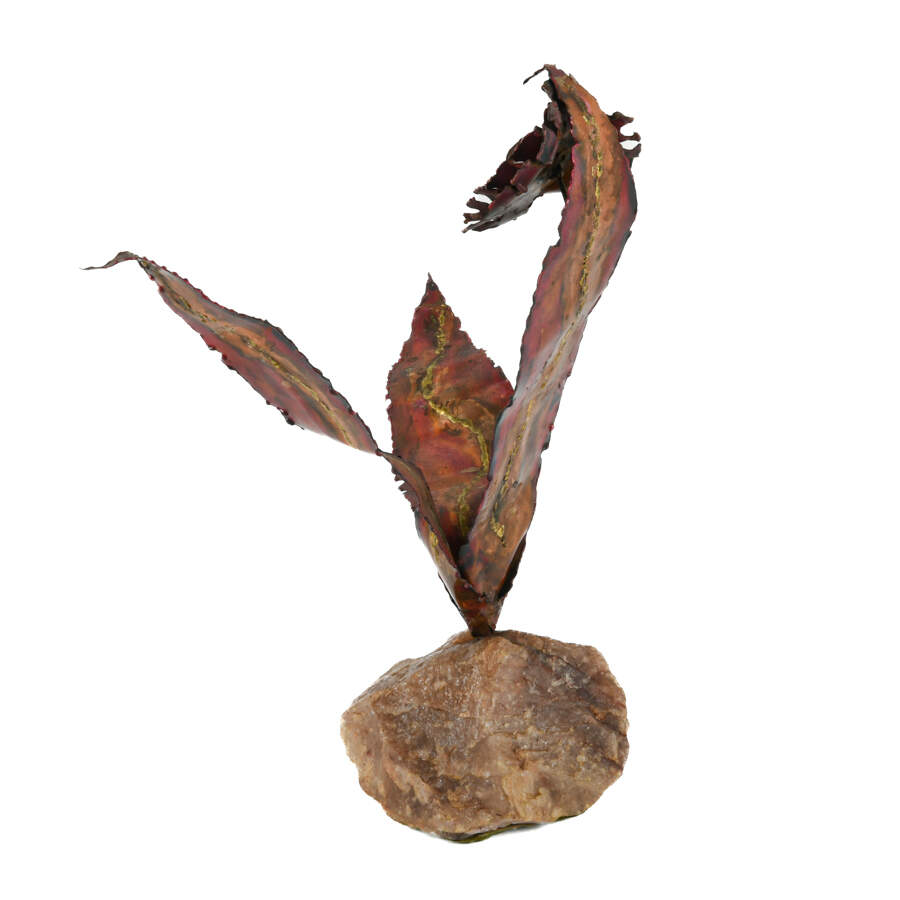 MCM Brutalist Copper Flower Sculpture-3