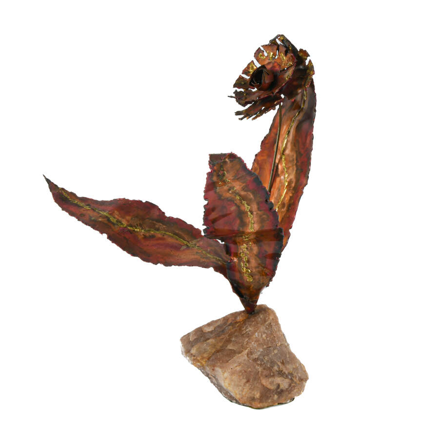 MCM Brutalist Copper Flower Sculpture-2