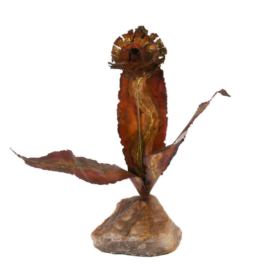 MCM Brutalist Copper Flower Sculpture-1