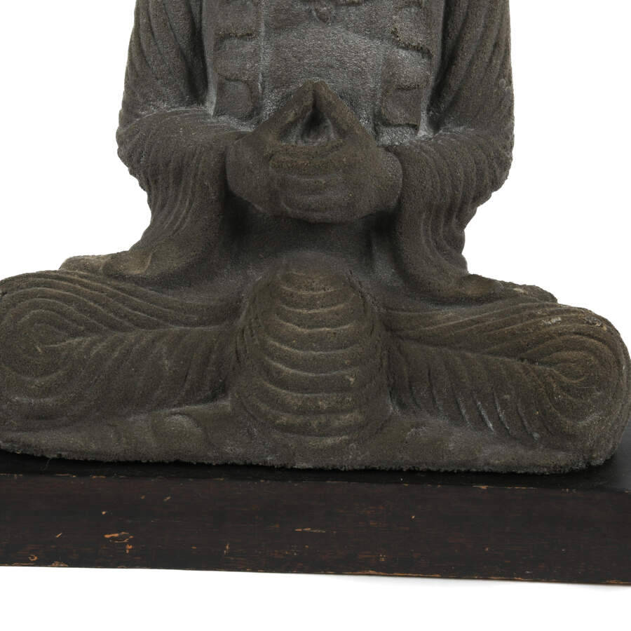 Antique Dhyana Meditation Java Stone Buddha on Base-7
