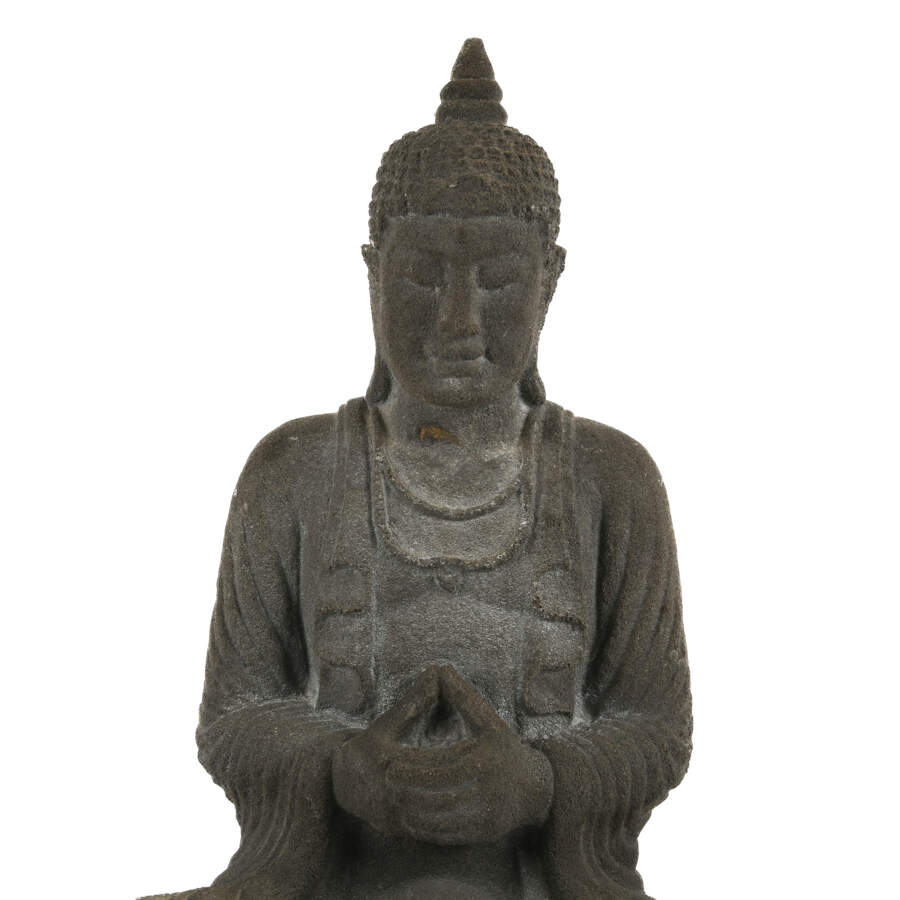 Antique Dhyana Meditation Java Stone Buddha on Base-6