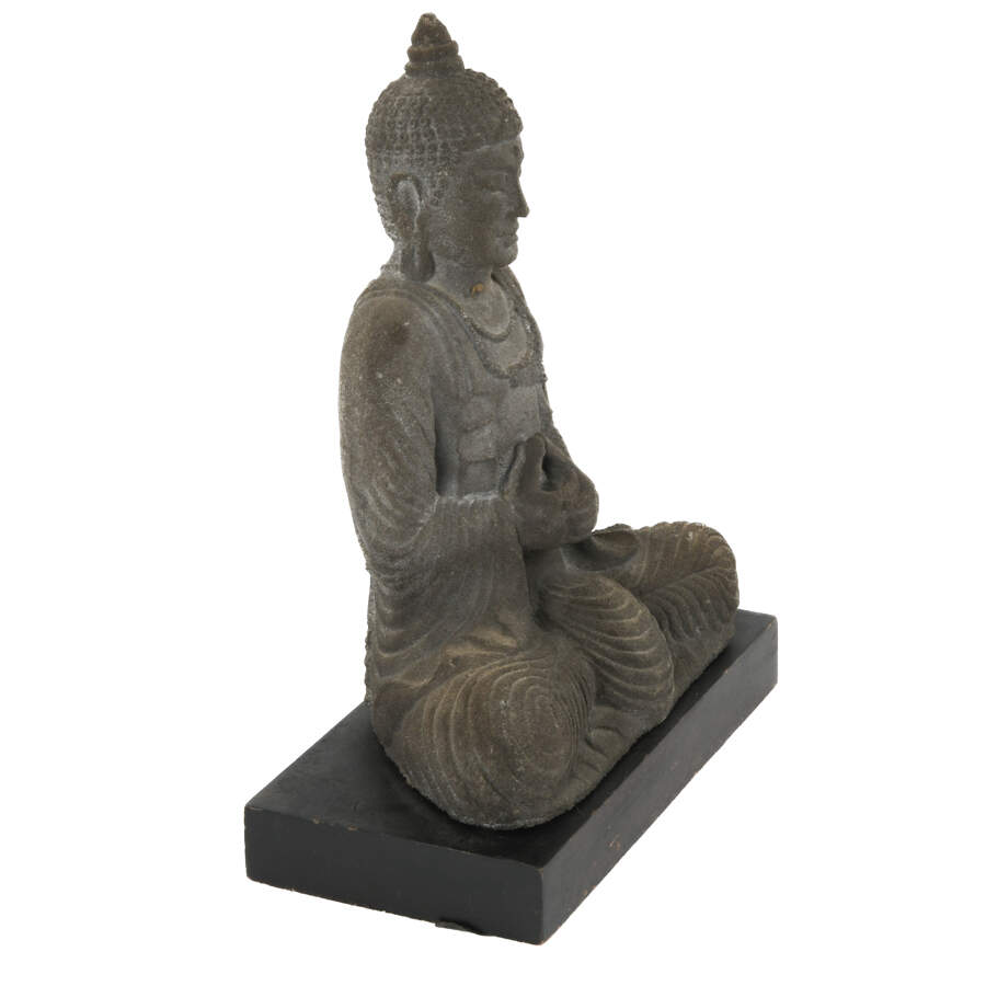 Antique Dhyana Meditation Java Stone Buddha on Base-5