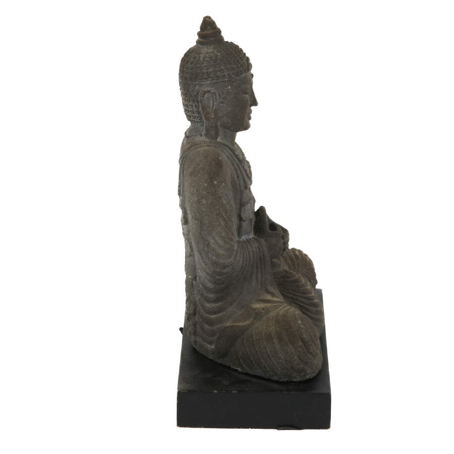 Antique Dhyana Meditation Java Stone Buddha on Base-4