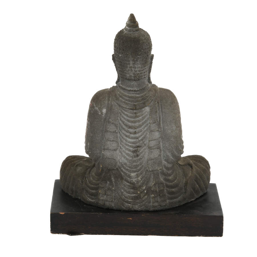 Antique Dhyana Meditation Java Stone Buddha on Base-3