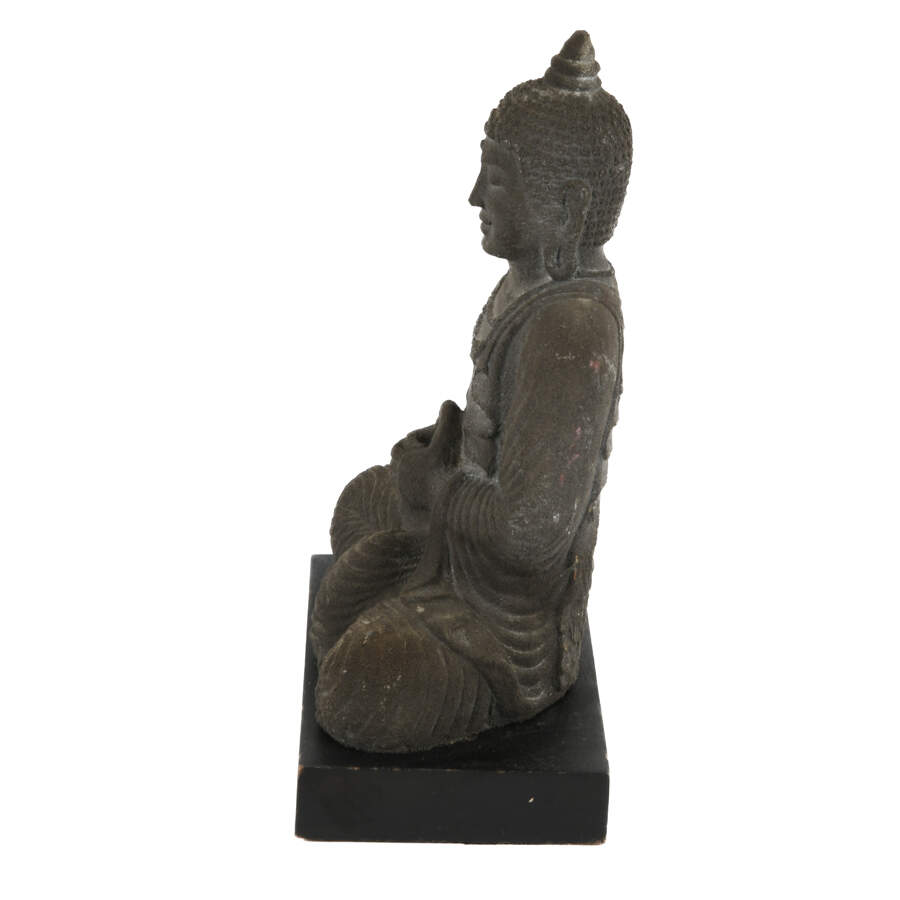Antique Dhyana Meditation Java Stone Buddha on Base-2