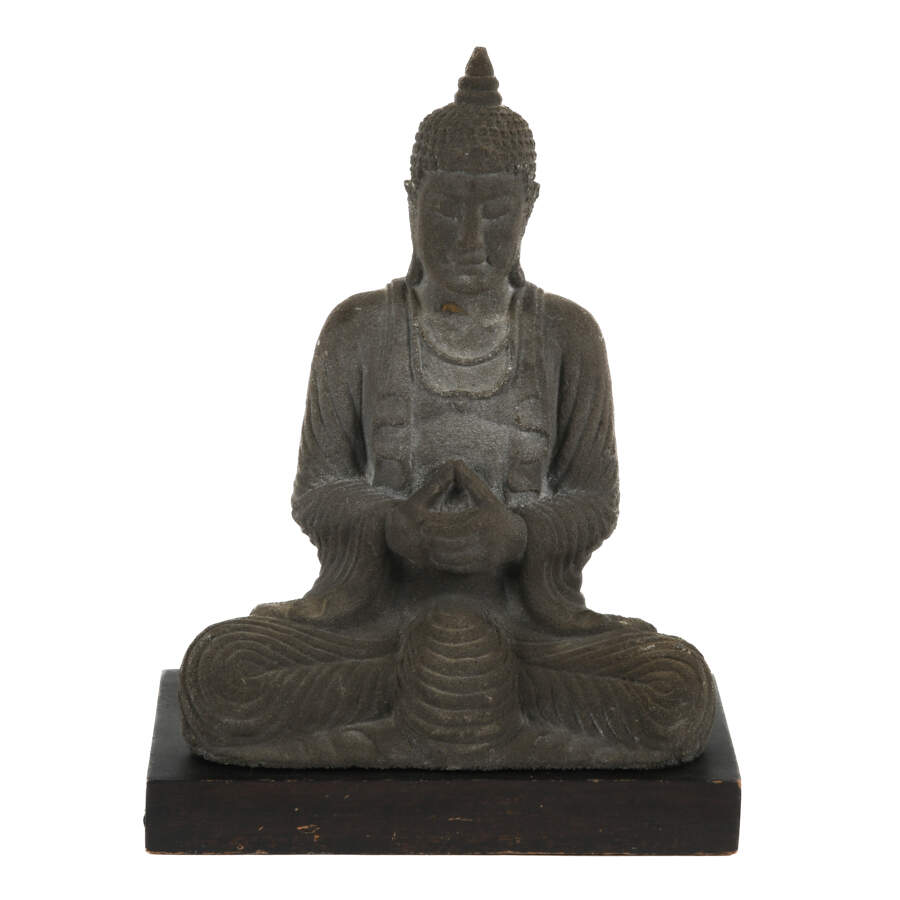 Antique Dhyana Meditation Java Stone Buddha on Base-1