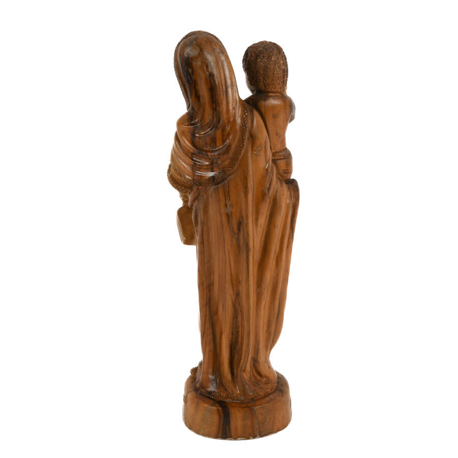 Antique Carved Wood Statuette of Holy Mother and Child-3