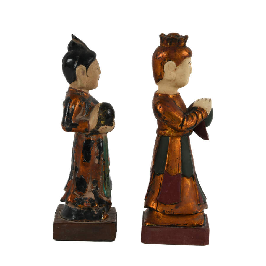 Pair of Asian Carved Wood Figurines-4