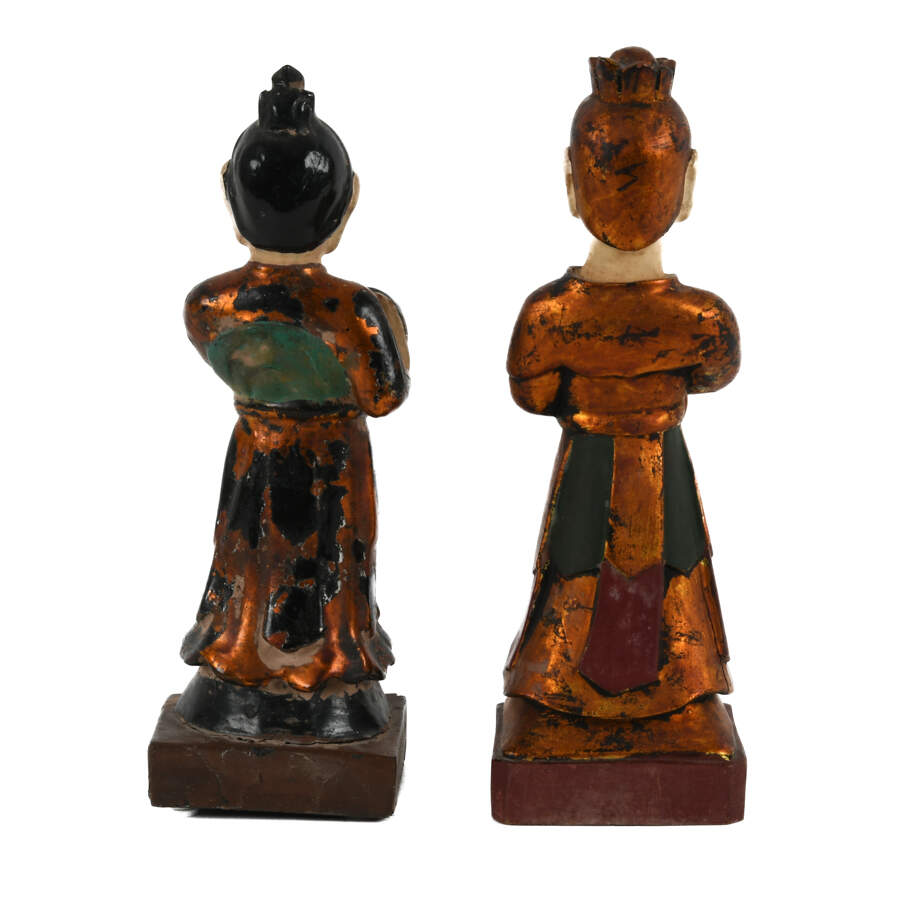 Pair of Asian Carved Wood Figurines-3