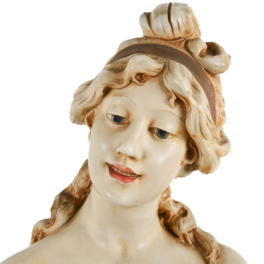Signed Pair of Art Nouveau Porcelain Lady Statues-7