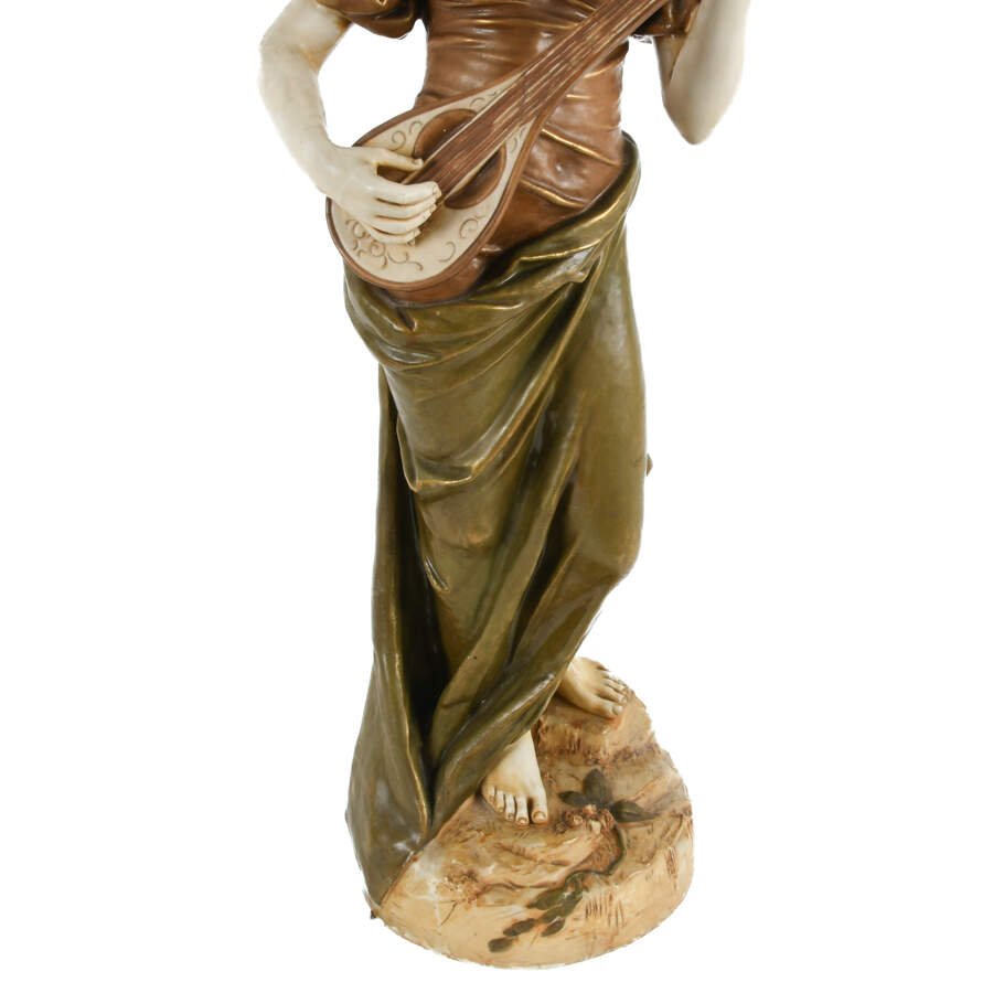 Signed Pair of Art Nouveau Porcelain Lady Statues-6