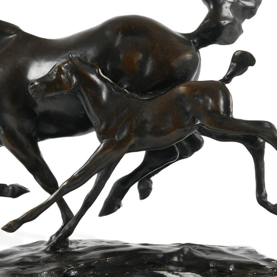 T. D. Kelsey Bronze Mare and Foal Bronze on Mable Base-7