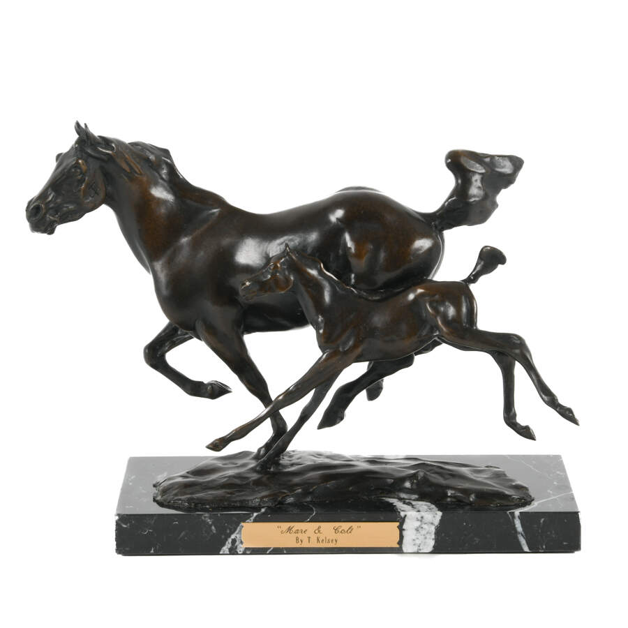 T. D. Kelsey Bronze Mare and Foal Bronze on Mable Base-1