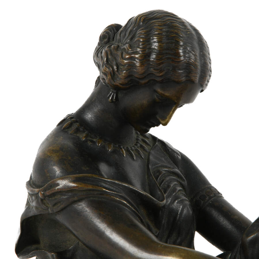 Louise Colet as Sappho Bronze Sculpture After Jean Jacques James Pradier-5