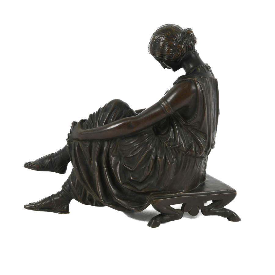 Louise Colet as Sappho Bronze Sculpture After Jean Jacques James Pradier-3