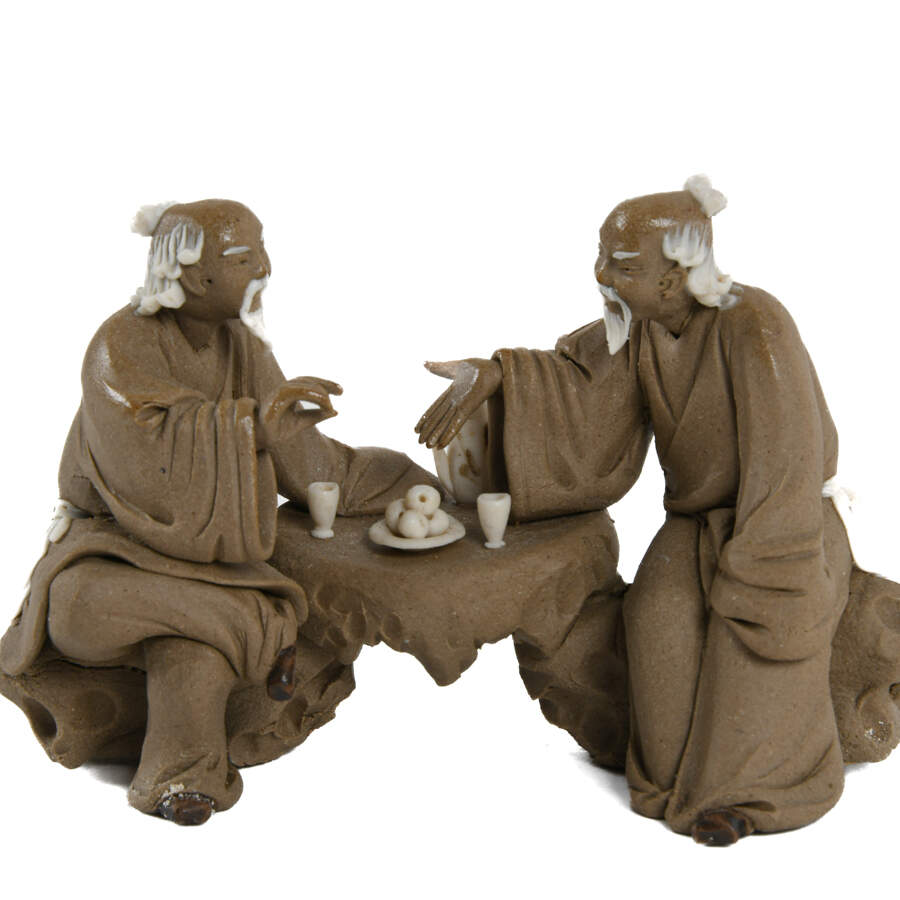 Grouping of 3 Clay Mudmen Statues-13