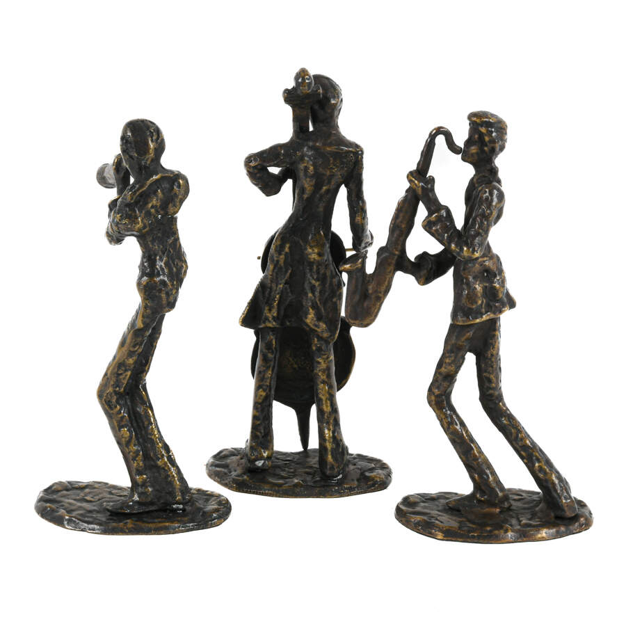 Group of Three GATCO Brass Jazz Player Statues-4