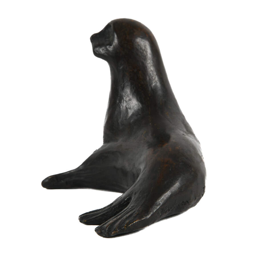 Bronze Reclining Seal Signed Bronze Figure-2
