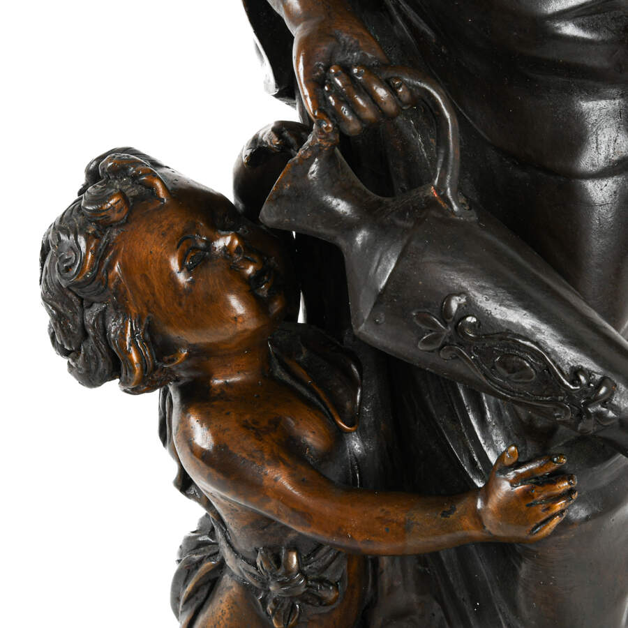 Vintage Neoclassical Bronze "A Quick Drink" Sculpture After Louis Sauvageau-7
