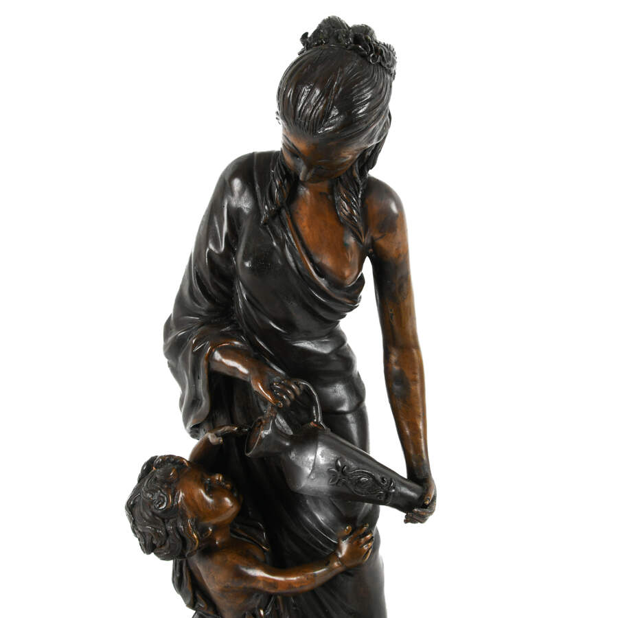 Vintage Neoclassical Bronze "A Quick Drink" Sculpture After Louis Sauvageau-6