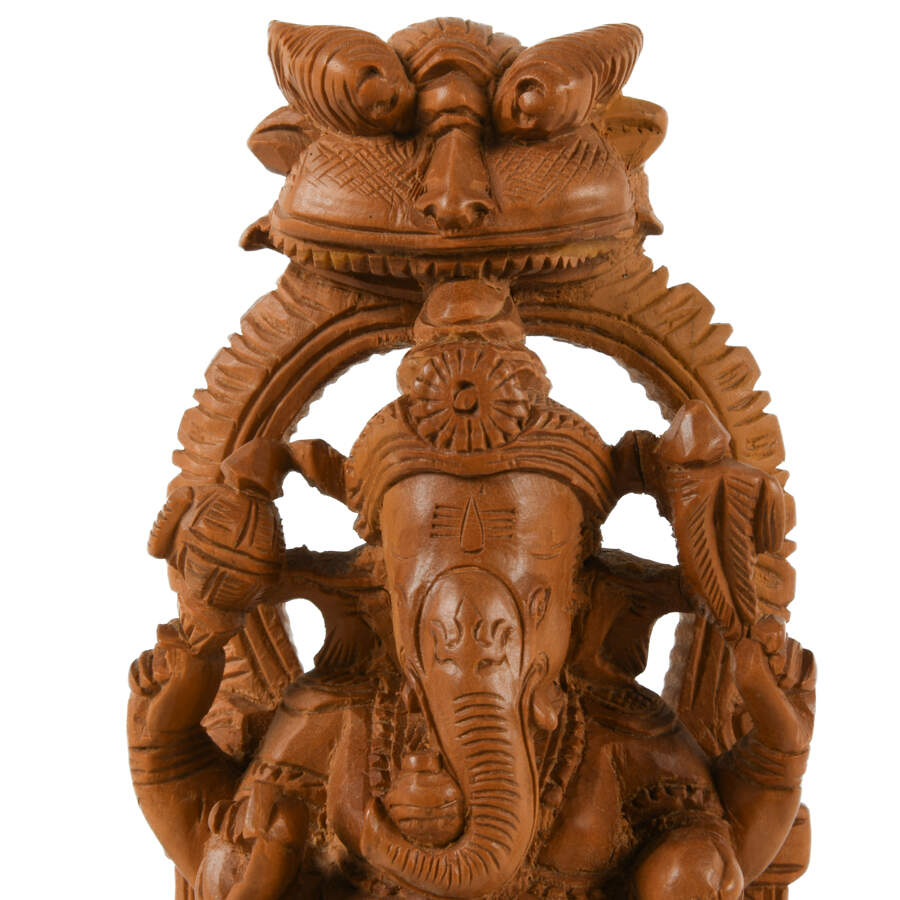 Antique Wooden Four-Armed Ganesha Statue-5