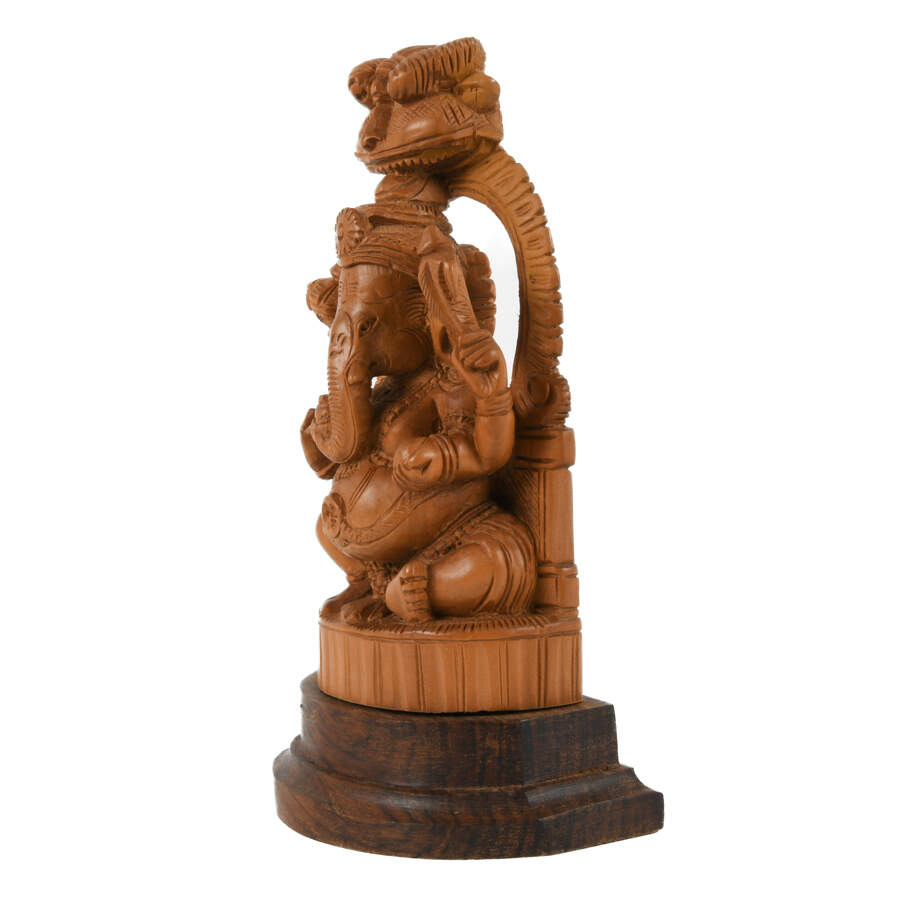 Antique Wooden Four-Armed Ganesha Statue-2