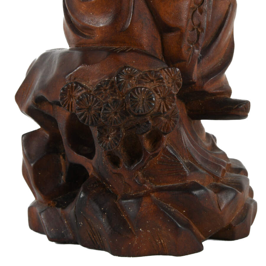 Antique Signed Carved Wood Asian Scholar-7
