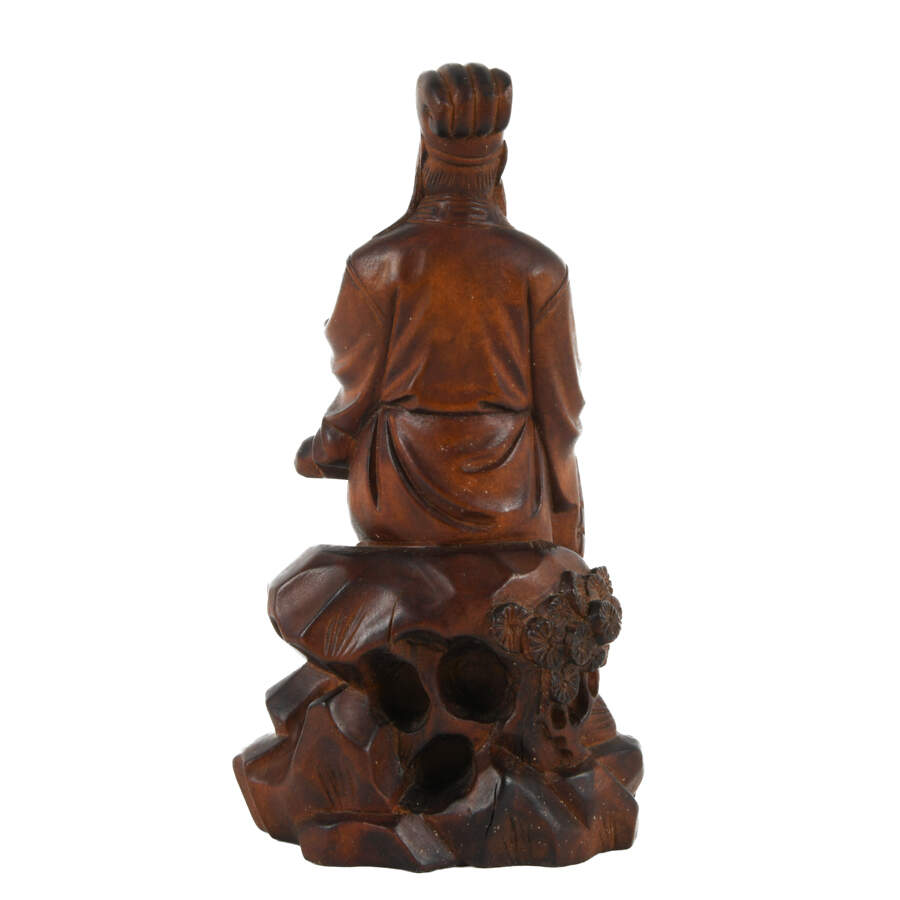 Antique Signed Carved Wood Asian Scholar-3
