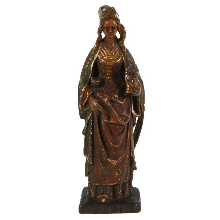 Medieval Wooden Figure of Saint Mary Magdalene-1