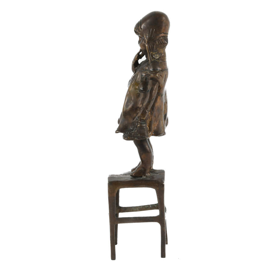 Bronze Sculpture Girl on a Stool After Juan Clara Betta-6
